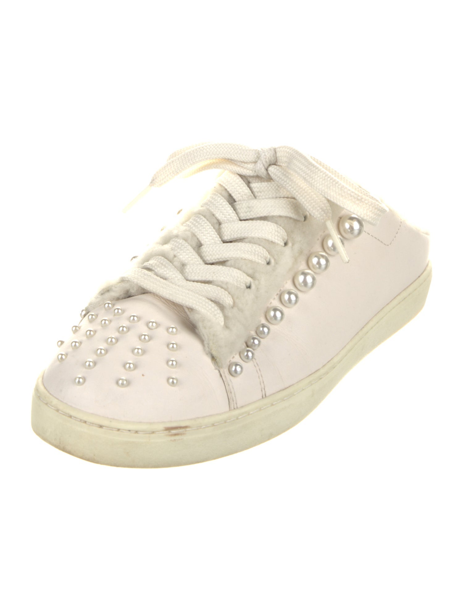 Stuart Weitzman Leather Studded Accents Sneakers