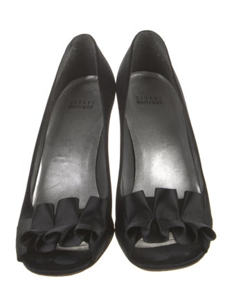 Stuart Weitzman Satin Ruffle Embellishment Pumps