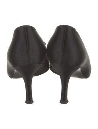 Stuart Weitzman Satin Ruffle Embellishment Pumps