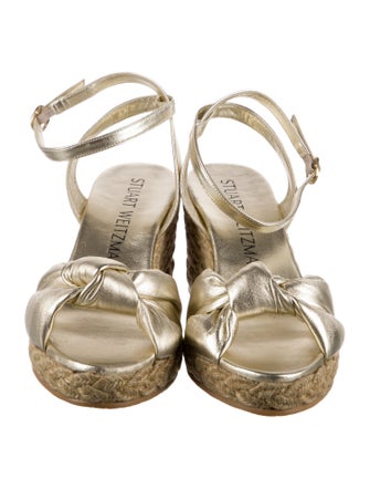Stuart Weitzman Leather Braided Accents Espadrilles
