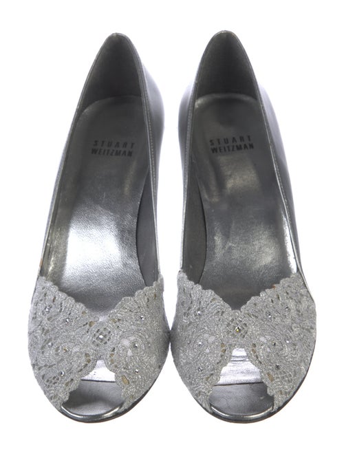 Stuart Weitzman Leather Mesh Accents Pumps