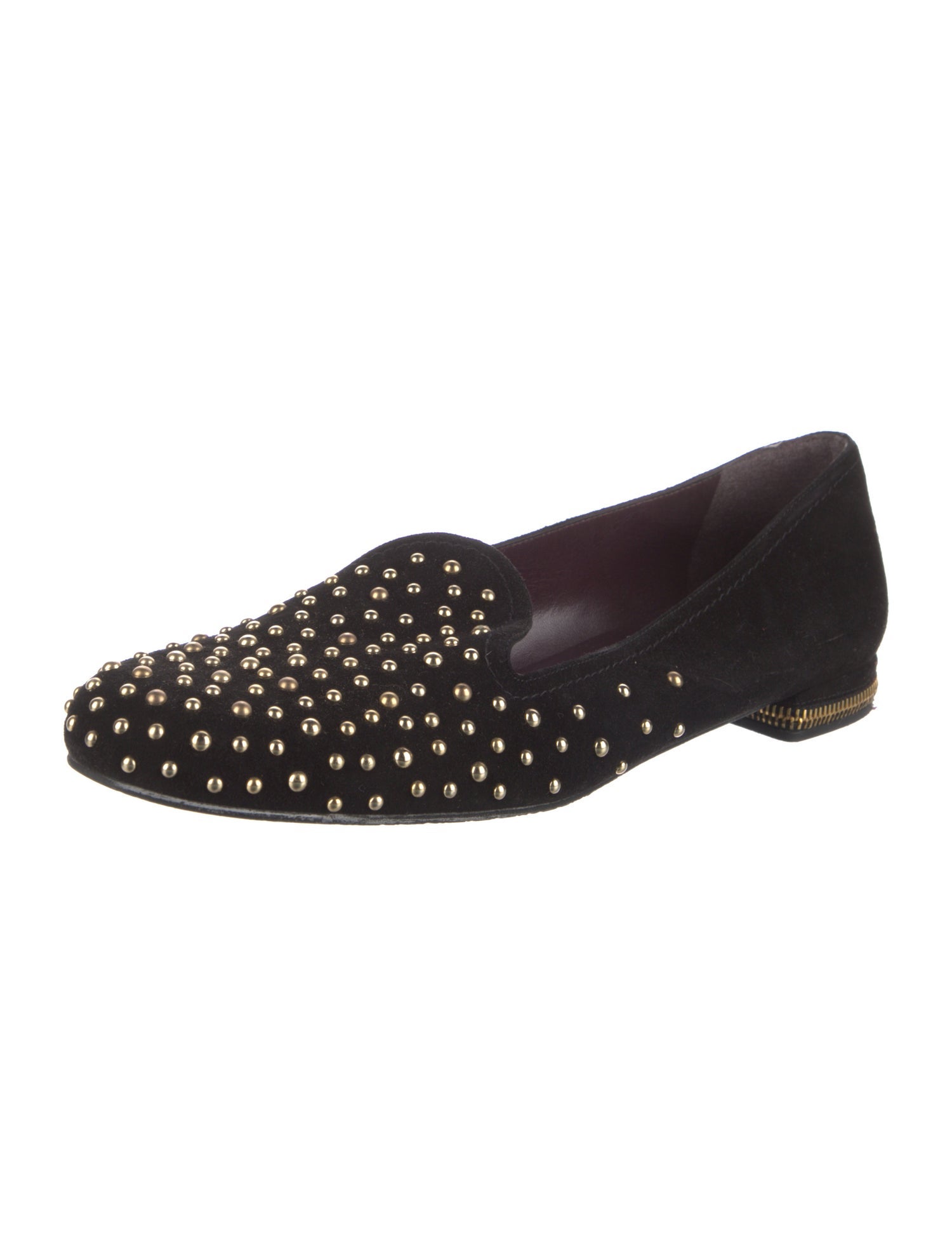 Stuart Weitzman Suede Studded Accents Loafers