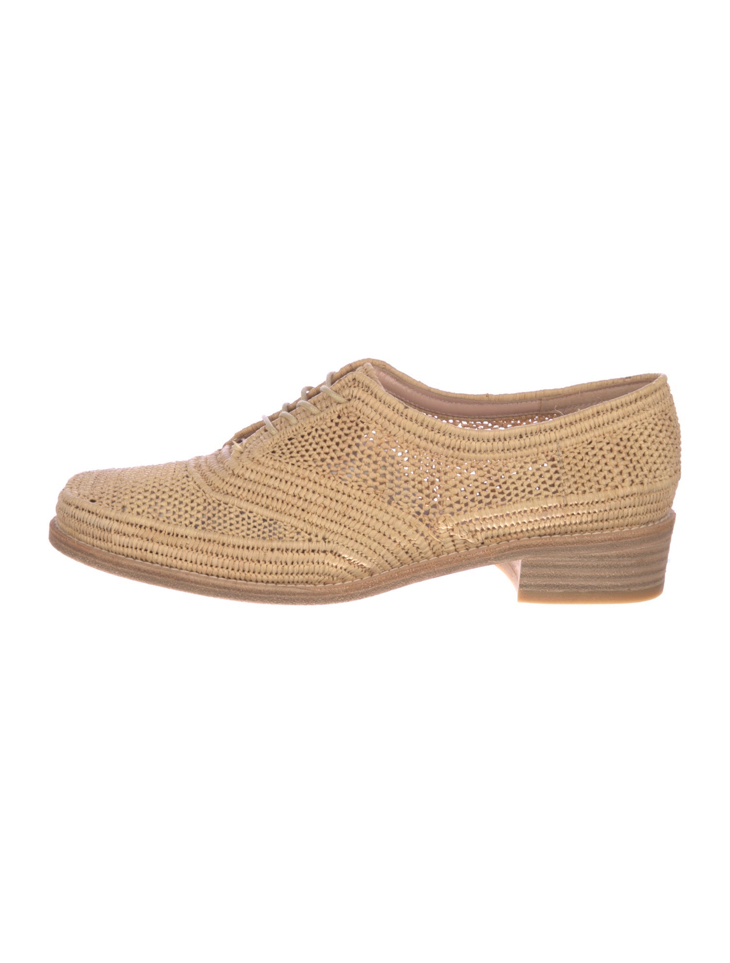 Stuart Weitzman Raffia Whipstitch Trim Oxfords