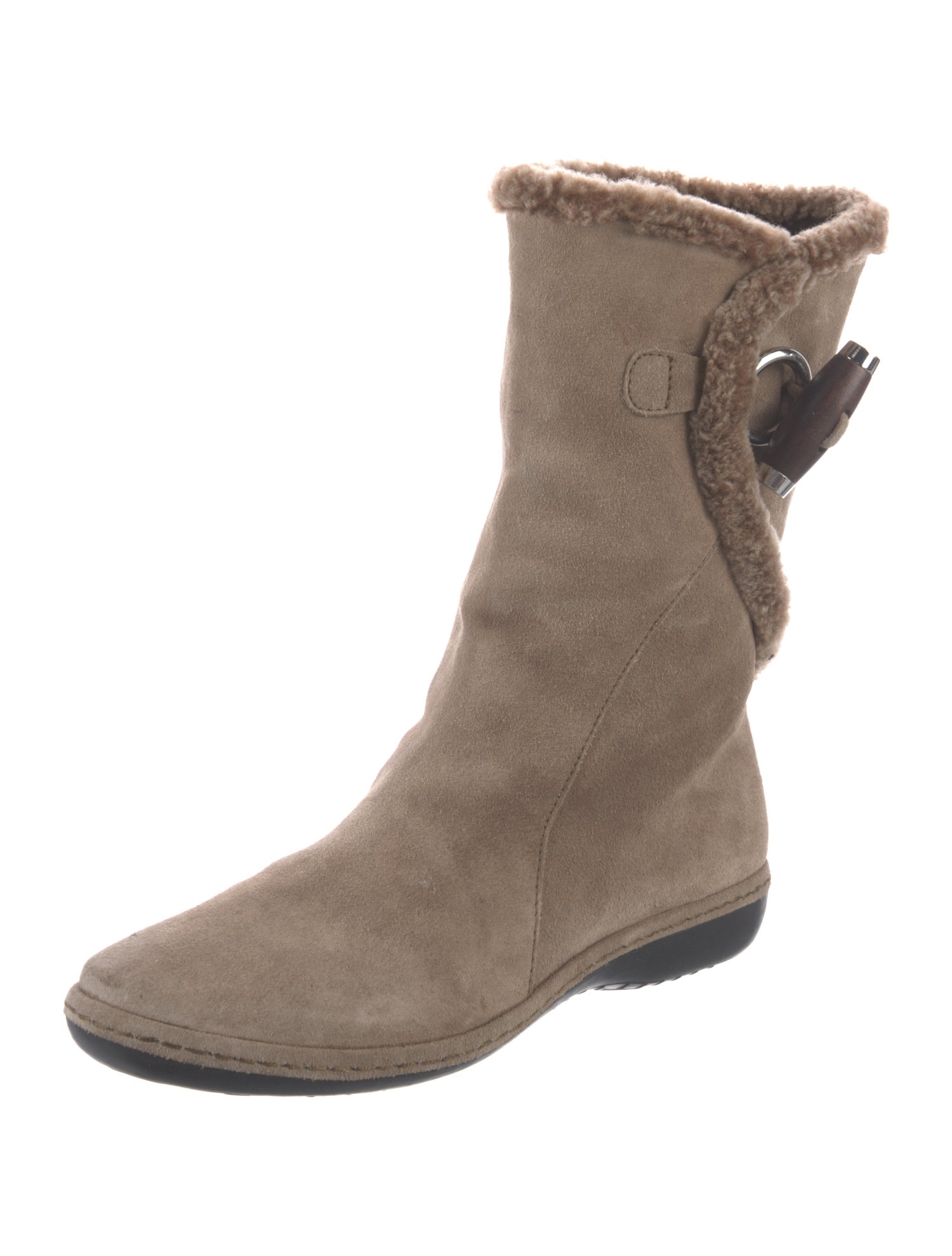Stuart Weitzman Suede Fur Trim Boots