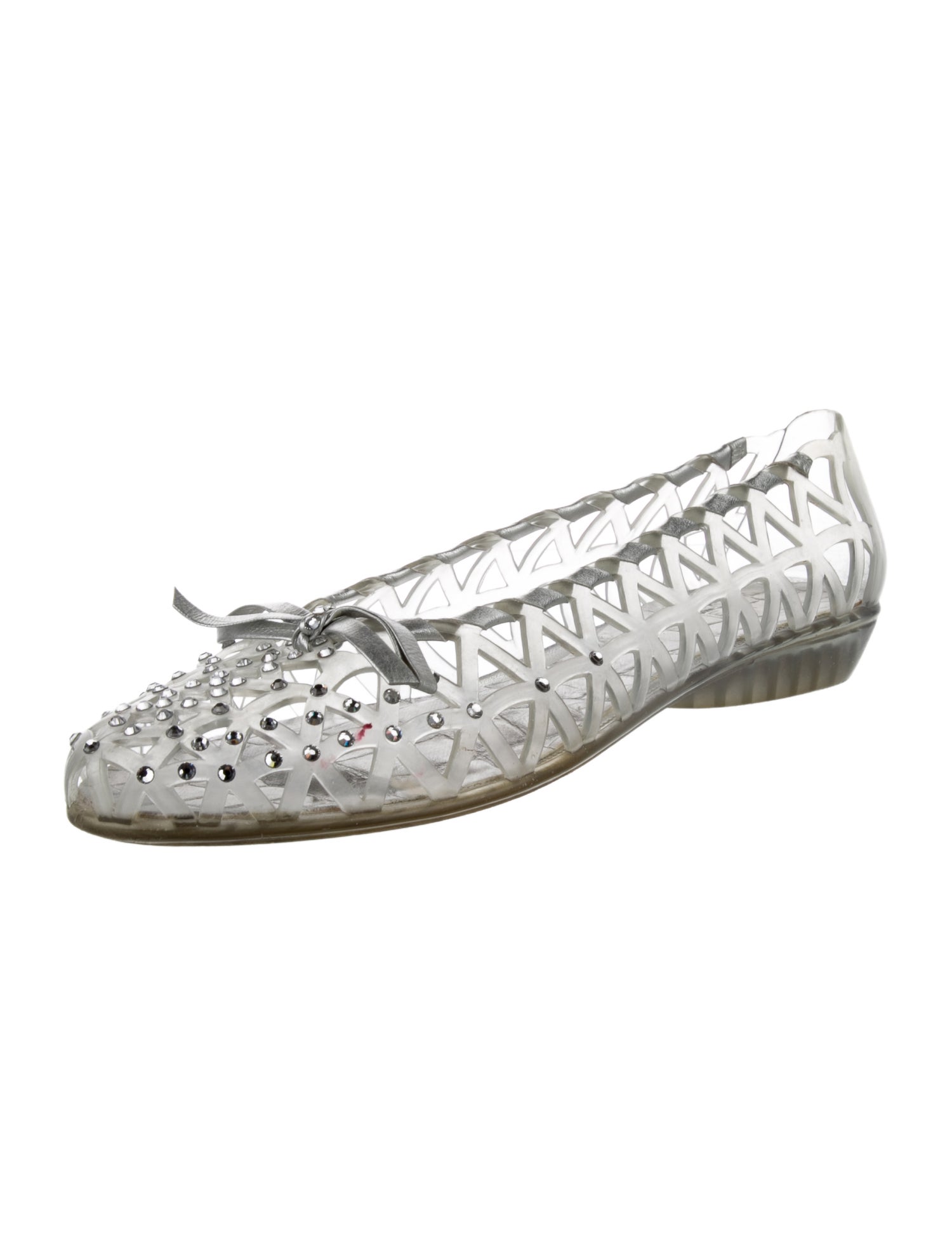 Stuart Weitzman Patent Leather Bow Accents Ballet Flats