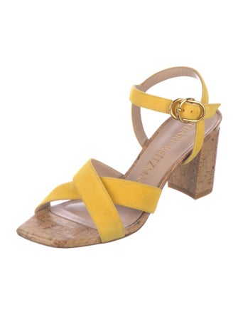 Stuart Weitzman Suede Colorblock Pattern Sandals