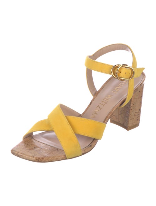 Stuart Weitzman Suede Colorblock Pattern Sandals