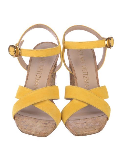 Stuart Weitzman Suede Colorblock Pattern Sandals