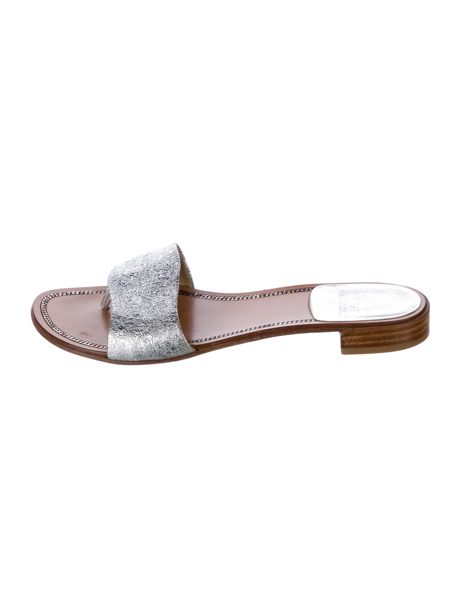Stuart Weitzman Leather Printed Slides