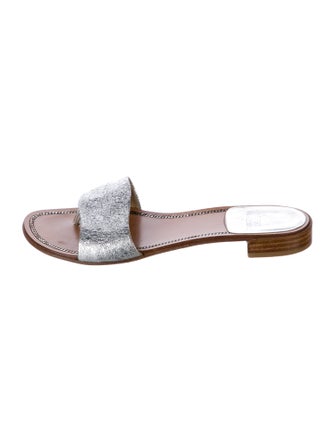 Stuart Weitzman Leather Printed Slides