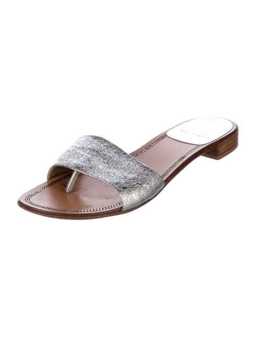 Stuart Weitzman Leather Printed Slides