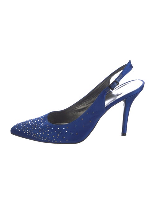 Stuart Weitzman Satin Crystal Embellishments Slingback Pumps