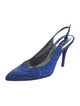 Stuart Weitzman Satin Crystal Embellishments Slingback Pumps