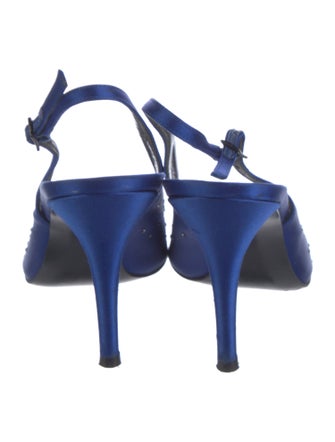 Stuart Weitzman Satin Crystal Embellishments Slingback Pumps