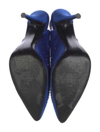 Stuart Weitzman Satin Crystal Embellishments Slingback Pumps