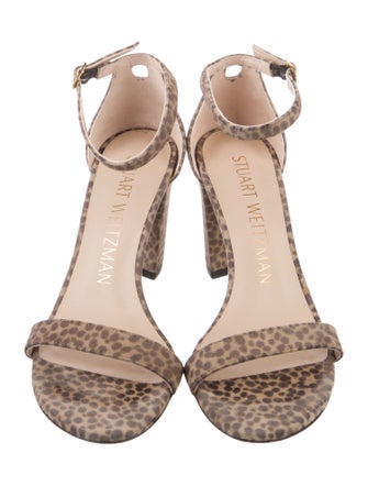 Stuart Weitzman Suede Animal Print Sandals
