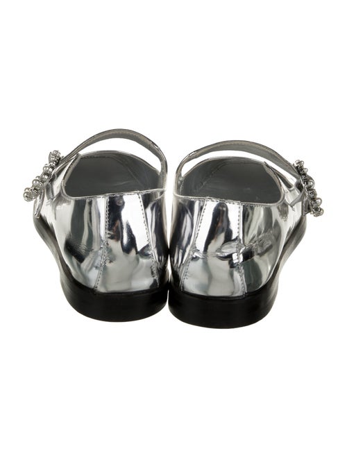 Stuart Weitzman Patent Leather Crystal Embellishments Mary Jane Flats