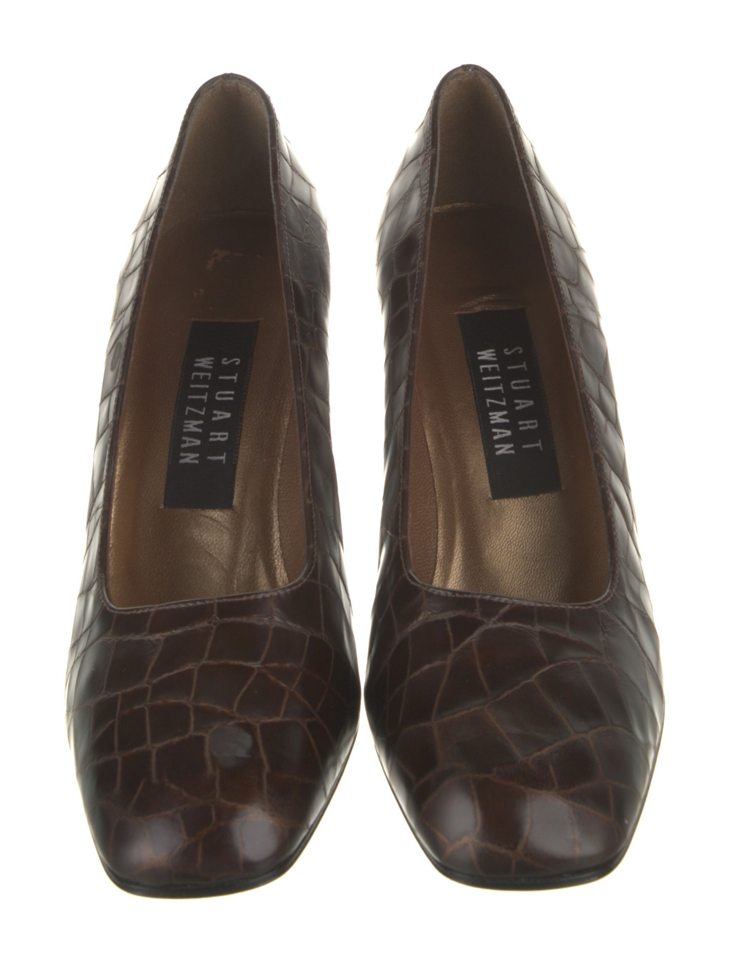 Stuart Weitzman Embossed Leather Animal Print Pumps