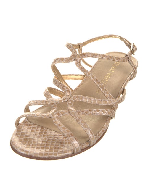 Stuart Weitzman Patent Leather Animal Print Slingback Sandals