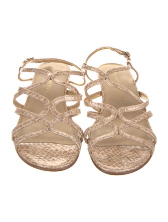 Stuart Weitzman Patent Leather Animal Print Slingback Sandals