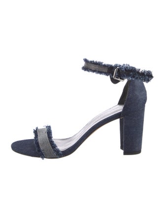 Stuart Weitzman Denim Printed Sandals