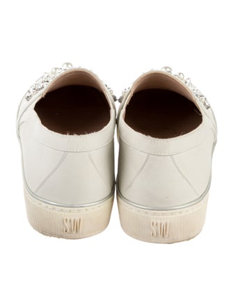 Stuart Weitzman Leather Crystal Embellishments Sneakers