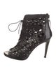 Stuart Weitzman Leather Lasercut Accents Lace-Up Boots