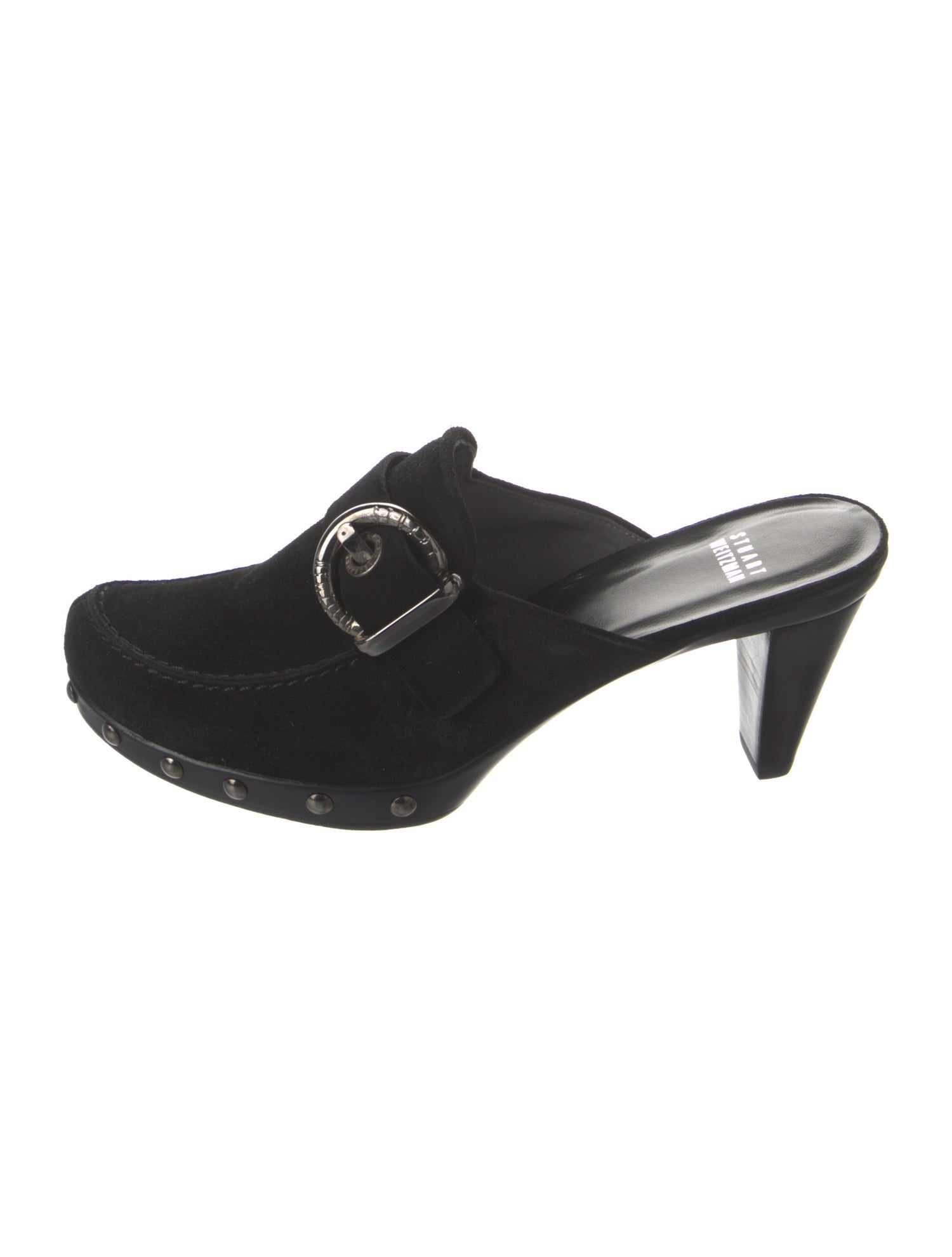 Stuart Weitzman Suede Studded Accents Mules