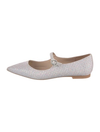 Stuart Weitzman Canvas Glitter Accents Mary Jane Flats