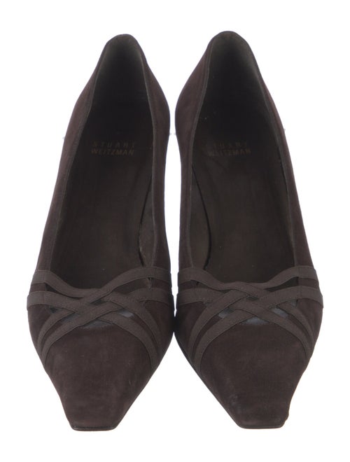 Stuart Weitzman Suede Grosgrain Trim Pumps