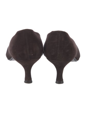 Stuart Weitzman Suede Grosgrain Trim Pumps