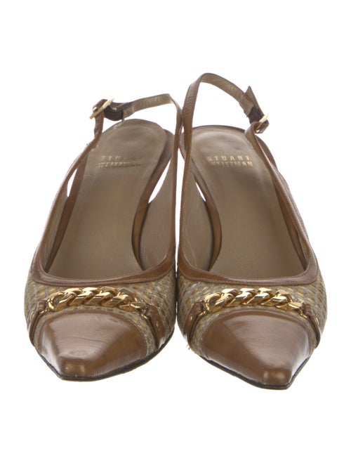 Stuart Weitzman Colorblock Pattern Chain-Link Accents Slingback Pumps