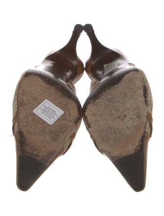 Stuart Weitzman Colorblock Pattern Chain-Link Accents Slingback Pumps