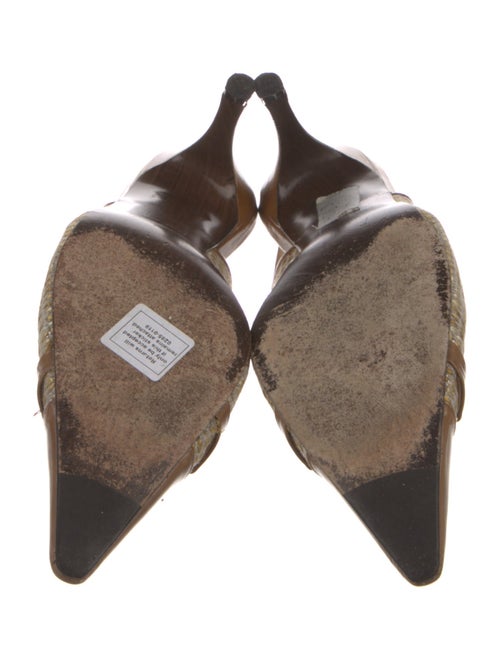 Stuart Weitzman Colorblock Pattern Chain-Link Accents Slingback Pumps