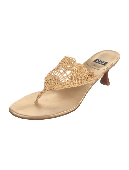 Stuart Weitzman Leather Printed Slides