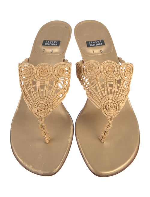 Stuart Weitzman Leather Printed Slides