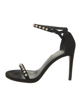 Stuart Weitzman Suede Beaded Accents Sandals