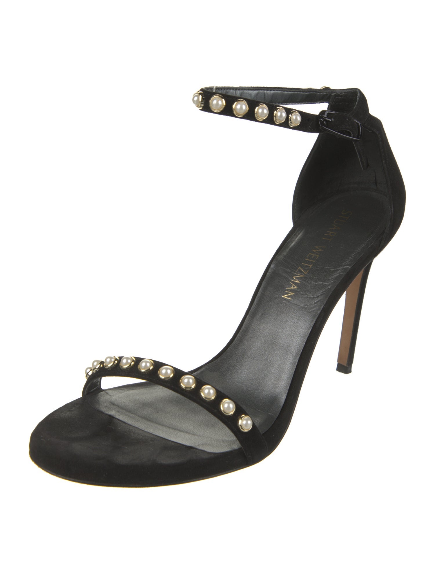 Stuart Weitzman Suede Beaded Accents Sandals