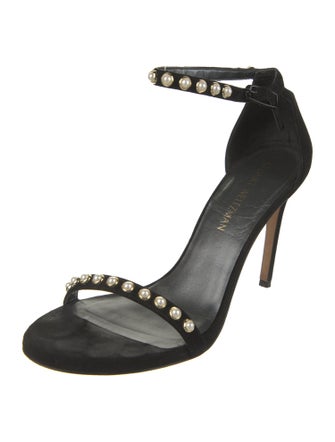 Stuart Weitzman Suede Beaded Accents Sandals