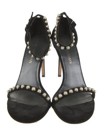 Stuart Weitzman Suede Beaded Accents Sandals