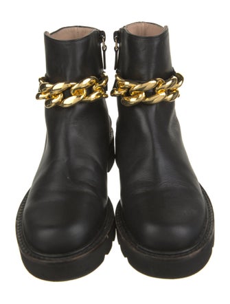 Stuart Weitzman Leather Chain-Link Accents Boots