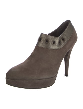 Stuart Weitzman Suede Leather Trim Embellishment Pumps