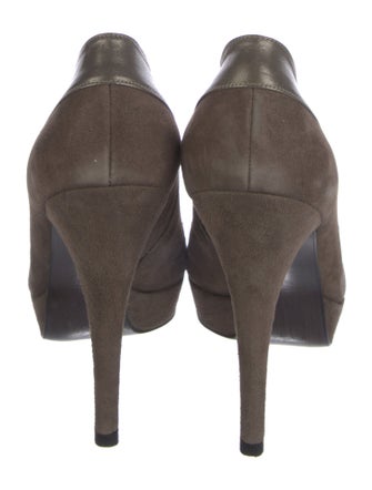 Stuart Weitzman Suede Leather Trim Embellishment Pumps