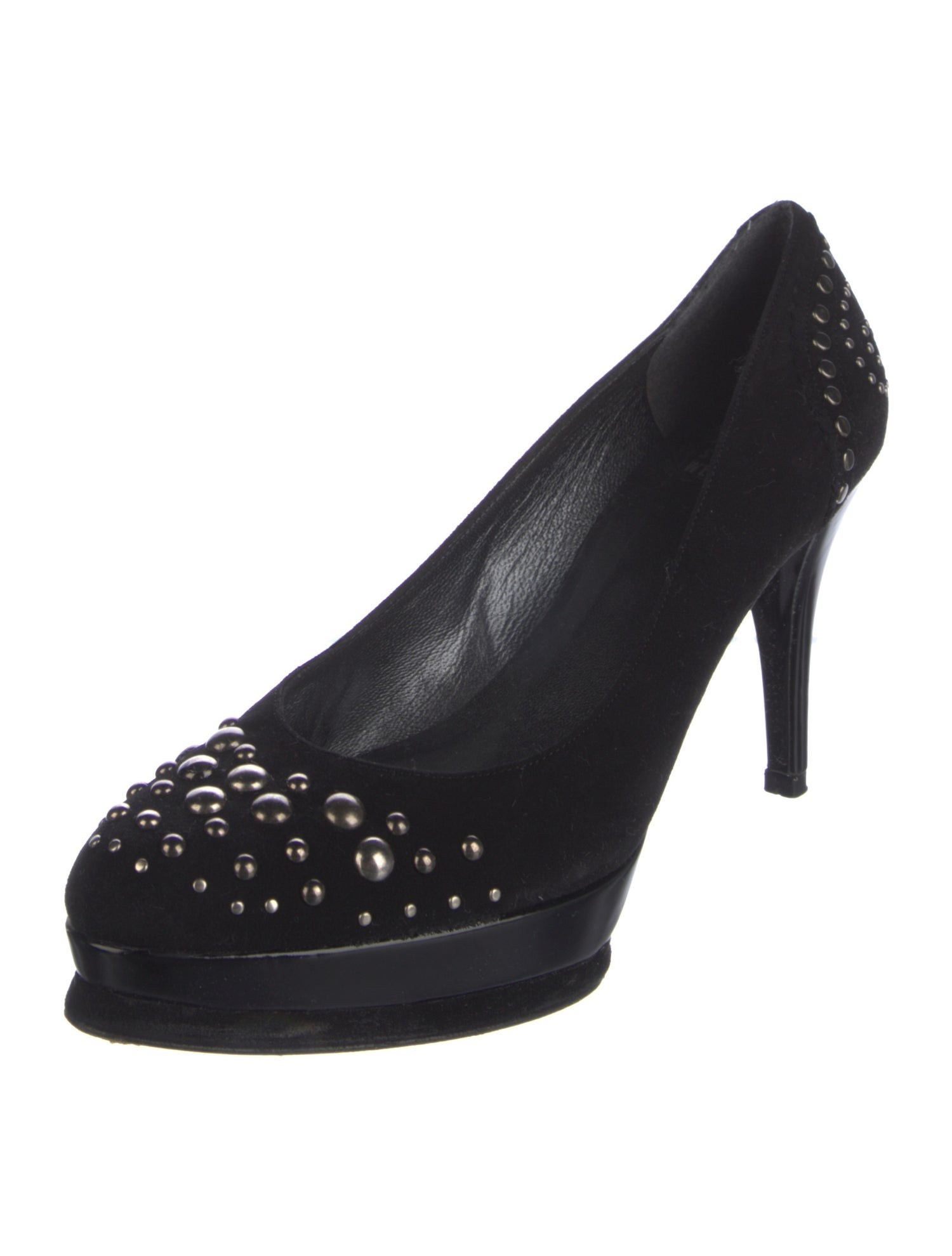 Stuart Weitzman Suede Studded Accents Pumps