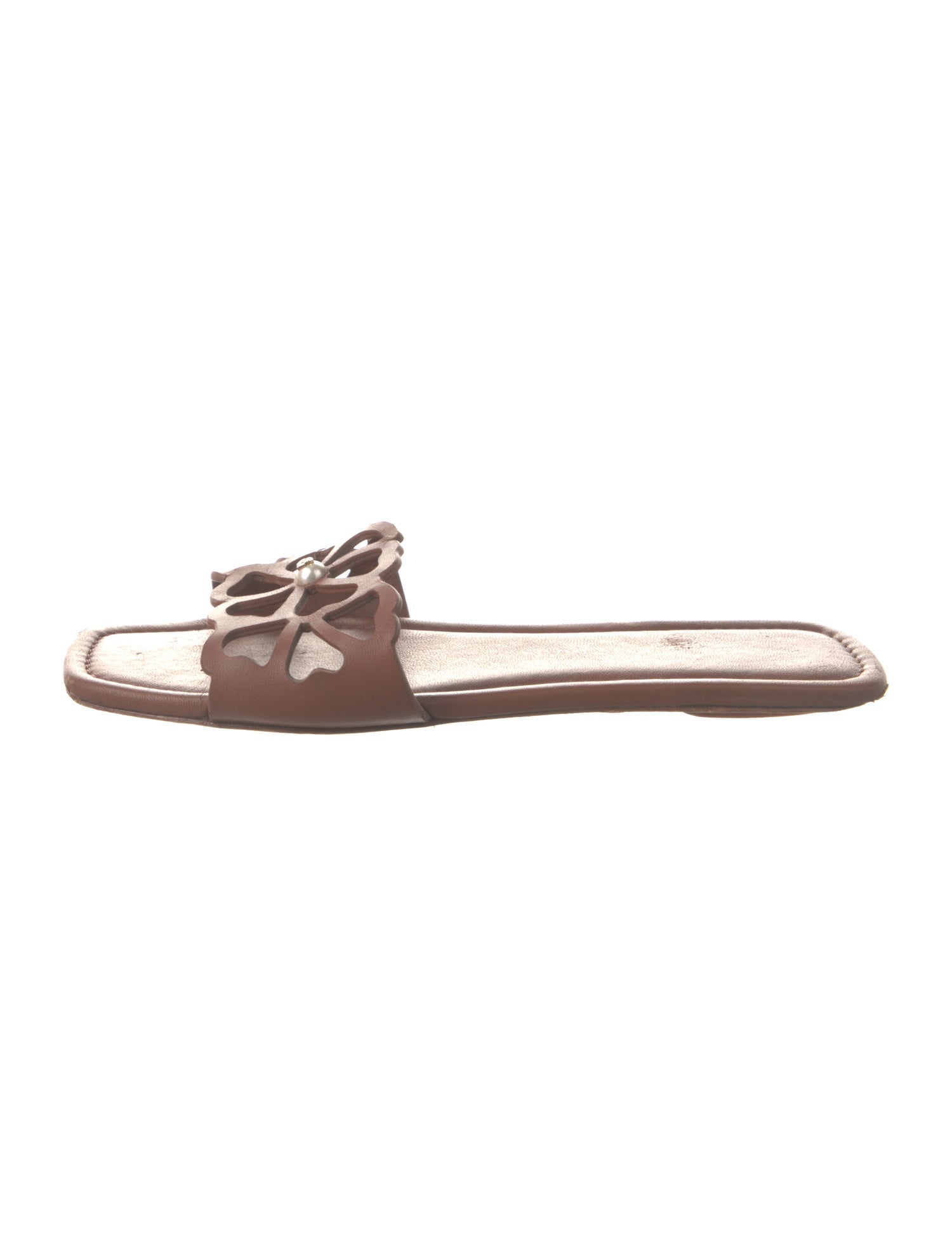 Stuart Weitzman Leather Lasercut Accents Slides