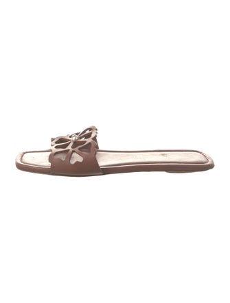 Stuart Weitzman Leather Lasercut Accents Slides
