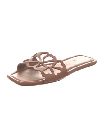 Stuart Weitzman Leather Lasercut Accents Slides