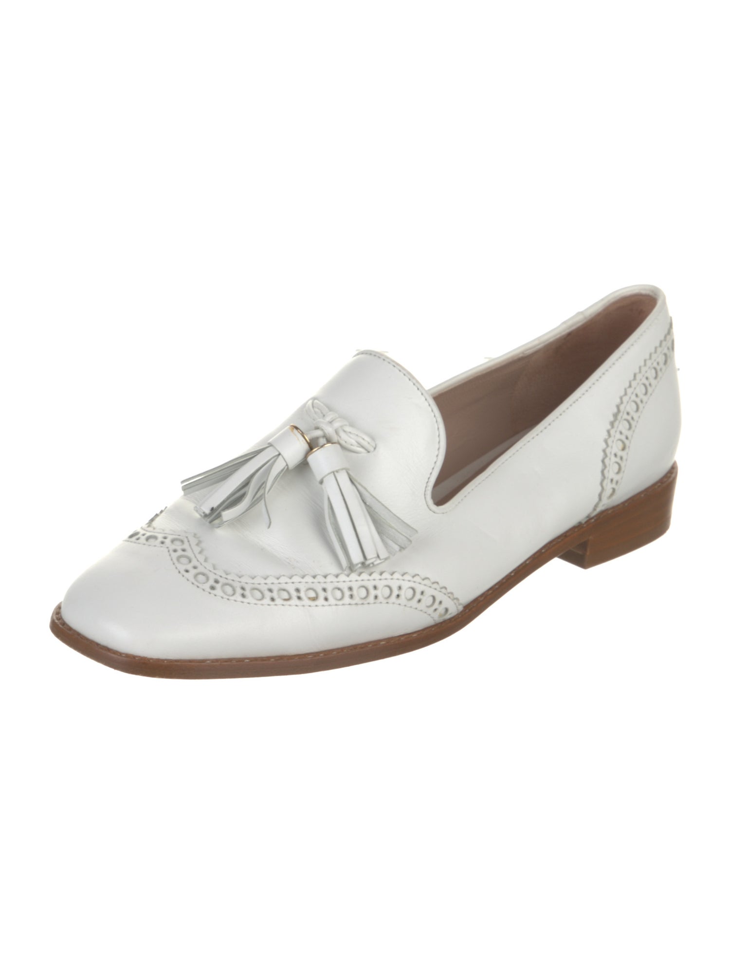 Stuart Weitzman Leather Tassel Accents Loafers