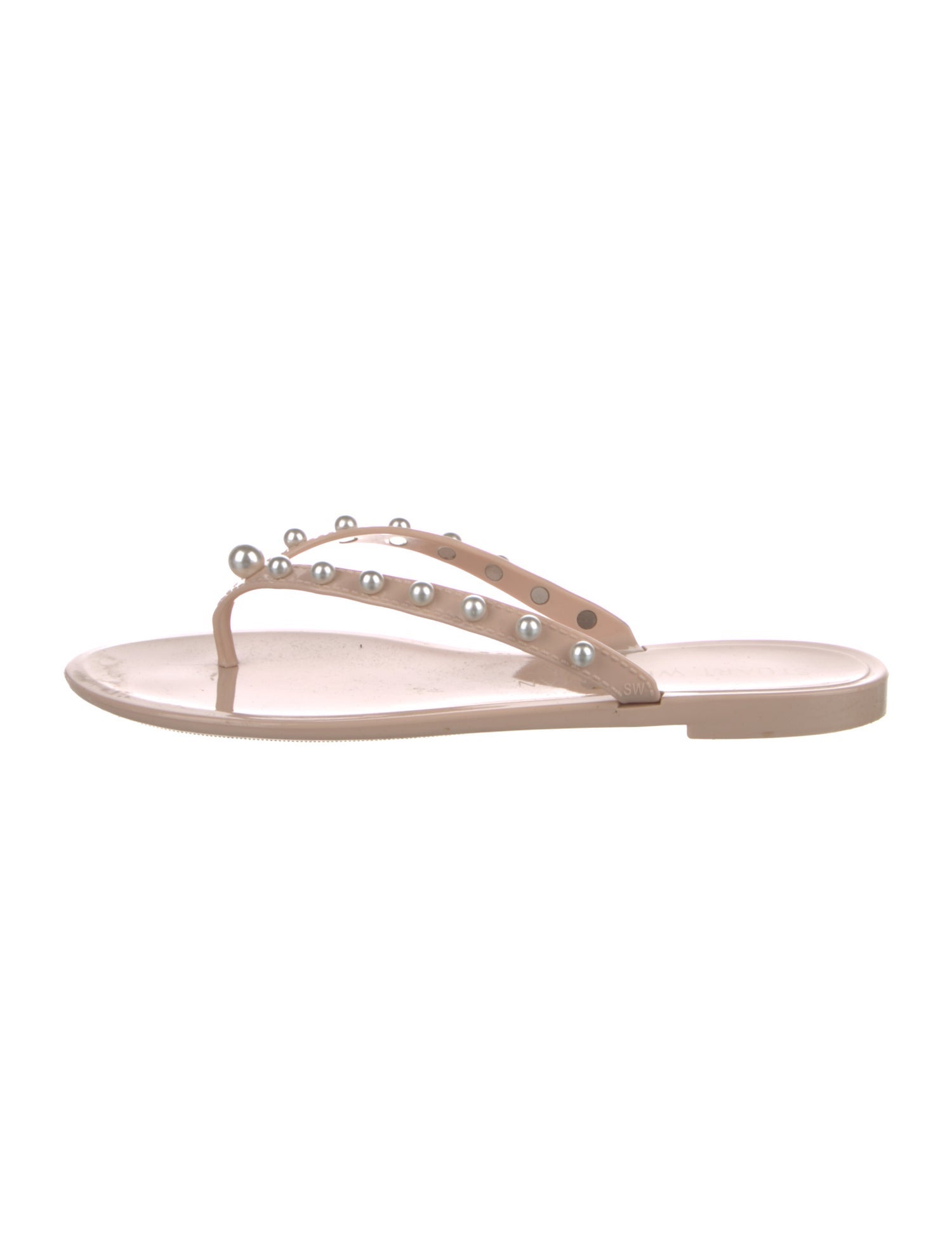 Stuart Weitzman Rubber Beaded Accents Flip Flops