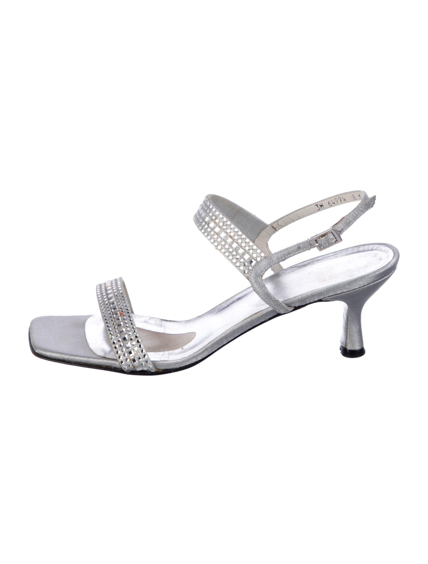 Stuart Weitzman Satin Crystal Embellishments Slingback Sandals